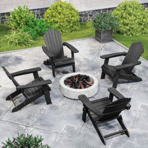 Adirondack tuinstoel 4 stuks - Opvouwbaar - Composiet - Zwart - 88 x 77 x 95 cm - Type COS/AM