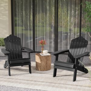 Adirondack tuinstoel 2 stuks - Opvouwbaar - Composiet - Zwart - 88 x 77 x 95 cm - Type COS/AM