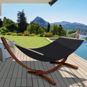 Hangmat set Hout donker - Zwart - 2 persoons - 270x105 cm - Type IDM/AM