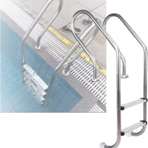 Zwembadtrap - RVS - gebogen model - 2 treden in- en uitgang - 1,2 mm dikte - Type GE/AM