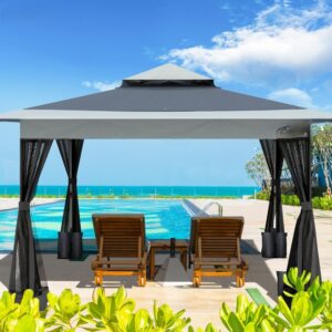 Partytent met gaas zijwanden - grijs - 360x360 cm - Type VOU/AM
