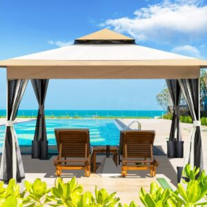 Partytent met gaas zijwanden - beige - 360x360 cm - Type VOU/AM