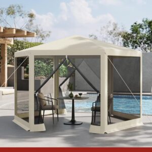 Partytent met zijwanden muggennet - beige - 380x330 cm - Type WOL/AM