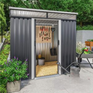 Tuinkast metaal incl. bodemframe - 196x122x180 cm (lxdxh) - metallic grijs - Type GAR/AM
