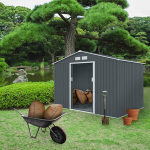 Tuinkast metaal incl. bodemframe - 277x191x192 cm (lxdxh) - grijs - Type HAT/AM