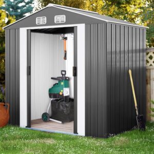 Tuinkast metaal incl. bodemframe - 196x132x188 cm (lxdxh) - grijs - Type GAR/AM