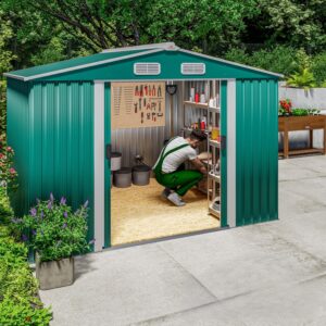Tuinkast metaal incl. bodemframe - 257x205x178 cm (lxdxh) - groen - Type GAR/AM