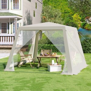 Partytent met zijwanden muggennet - beige - 300x300 cm - Type WOL/AM