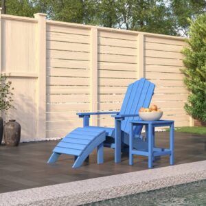 Adirondack tuinstoel met voetenbank en tafel - Composiet - blauw - 73x83x92 cm - Type VD