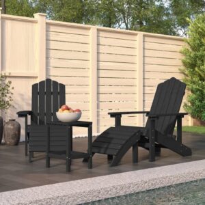Adirondack  2 tuinstoelen met voetenbank en tafel - Composiet - antraciet - 73x83x92 cm - Type VD