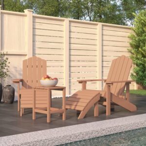 Adirondack  2 tuinstoelen met voetenbank en tafel - Composiet - bruin - 73x83x92 cm - Type VD