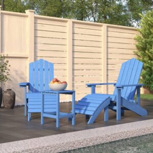 Adirondack  2 tuinstoelen met voetenbank en tafel - Composiet - blauw - 73x83x92 cm - Type VD