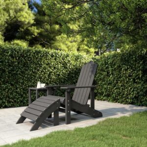 Adirondack tuinstoel met voetenbank - Composiet - Antraciet - 73x83x92 cm - Type VD