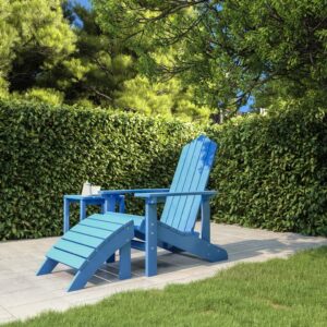 Adirondack tuinstoel met voetenbank - Composiet - Blauw - 73x83x92 cm - Type VD