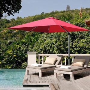 Parasol - Zweefmodel - 7 standen - aluminium - Ø 305 cm - Rood - Type GOP/AM