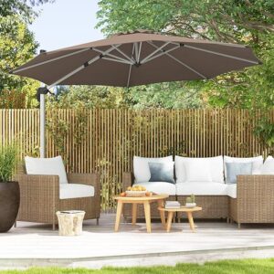 Parasol - Zweefmodel - 5 standen - aluminium - Ø 325 cm - Bruin - Type GOP/AM