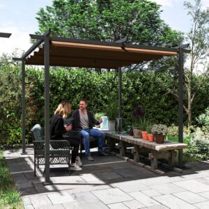 Schuifpergola - 300x300 cm - bruin - Type OUT/AM