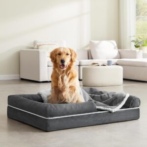 Hondenkussen - Orthopedisch - opstaande randen - 106x80x20 cm - anti-slip - donkergrijs - Type FEA/AM