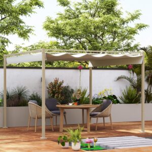 Schuifpergola - 300x300 cm - kaki - Type OUT/AM