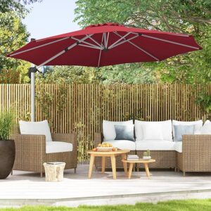 Parasol - Zweefmodel - 5 standen - aluminium - Ø 325 cm - Wijnrood - Type GOP/AM