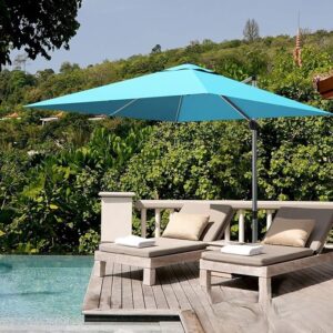 Parasol - Zweefmodel - 7 standen - aluminium - Ø 305 cm - Blauw - Type GOP/AM