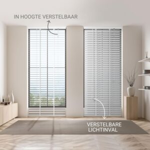 Houten Jaloezie 50 mm - Wit - 100x180 cm - Type SOL/AM