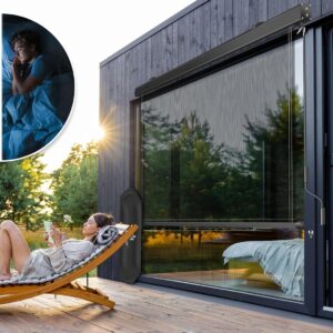 Verticale zonwering - 140x250 cm - incl. montageset - Transparant/Antraciet - Type KES/AM