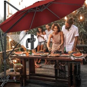 Parasol Premium - Zweefmodel - aluminium - Ø 330 cm - 7 voudig verstelbaar - Rood - Type TIL/AM