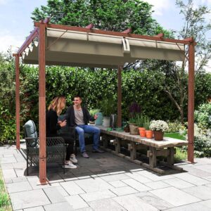 Schuifpergola - 300x300 cm - houtmotief - Type OUT/AM