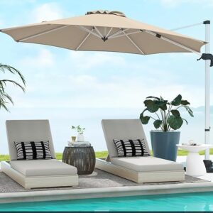 Parasol - Zweefmodel - 5 standen - aluminium - Ø 325 cm - Beige - Type GOP/AM