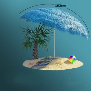 Parasol Hawaii - Kantelbaar - Grondpin - 188x160 cm - Blauw - Type KIN/AM