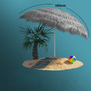 Parasol Hawaii - Kantelbaar - Grondpin - 188x160 cm - Grijs - Type KIN/AM