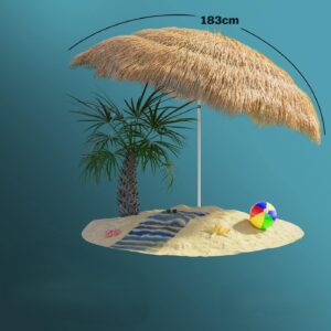 Parasol Hawaii - Kantelbaar - Grondpin - 188x160 cm - Naturel - Type KIN/AM