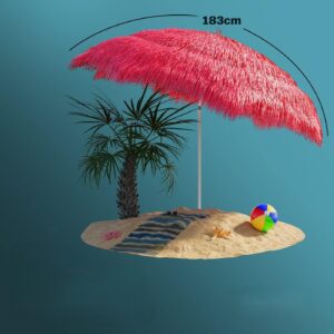 Parasol Hawaii - Kantelbaar - Grondpin - 188x160cm - Rood - Type KIN/AM