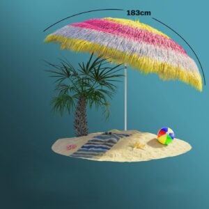 Parasol Hawaii - Kantelbaar - Grondpin - 188x160 cm - Multicolor - Type KIN/AM