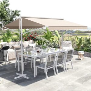 Vrijstaande luifel - 300x295x295 cm (lxbxh) - met handslinger - creme - Type OUT/AM