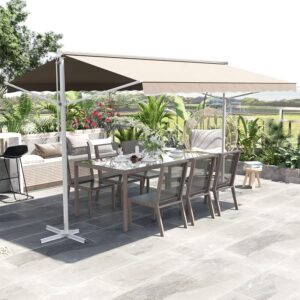 Vrijstaande luifel - 400x340x295 cm (lxbxh) - met handslinger - creme - Type OUT/AM