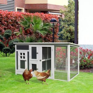 Kippenhok voor 2-4 kippen - 2 compartimenten - grijs + wit - 160x75x80 cm - Type PAW/AM