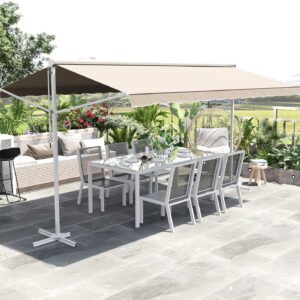 Vrijstaande luifel - 450x340x255 cm (lxbxh) - met handslinger - creme - Type OUT/AM