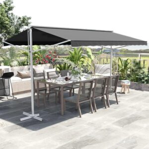 Vrijstaande luifel - 400x340x295 cm (lxbxh) - met handslinger - grijs - Type OUT/AM