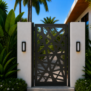 Tuinpoort met lichtontwerp - 105x155 cm - Zwart