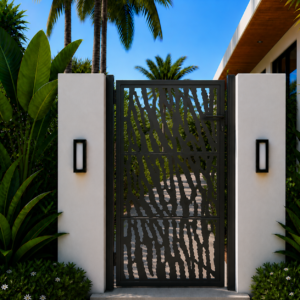 Tuinpoort met sporenontwerp - 105x155 cm - Zwart