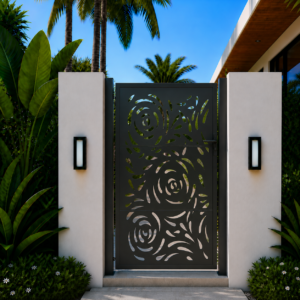 Tuinpoort met vlammenontwerp - 105x180 cm - Zwart