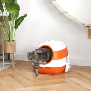 Kattentoilet met Deksel - 52x41x38 cm - Wit/Oranje - Type AO