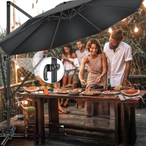Parasol Premium - Zweefmodel - aluminium - Ø 330 cm - 7 voudig verstelbaar - Antraciet - Type TIL/AM