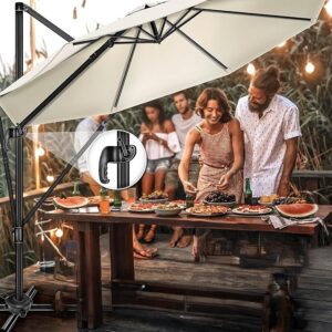 Parasol Premium - Zweefmodel - aluminium - Ø 330 cm - 7 voudig verstelbaar - Beige - Type TIL/AM