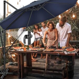 Parasol Premium - Zweefmodel - aluminium - Ø 330 cm - 7 voudig verstelbaar - Blauw - Type TIL/AM