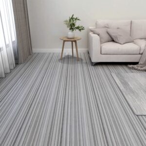 Vloertegels 30x30 cm - 20 stuks - zelfklevend - 1,86 m² - PVC - gestreept grijs/zwart