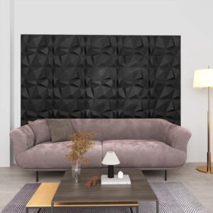 Wandpanelen - 12 stuks - 3 m² - 50x50 cm - XPS - diamant zwart