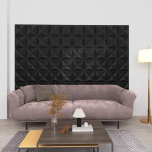 Wandpanelen - 12 stuks - 3 m² - 50x50 cm - XPS - origami zwart